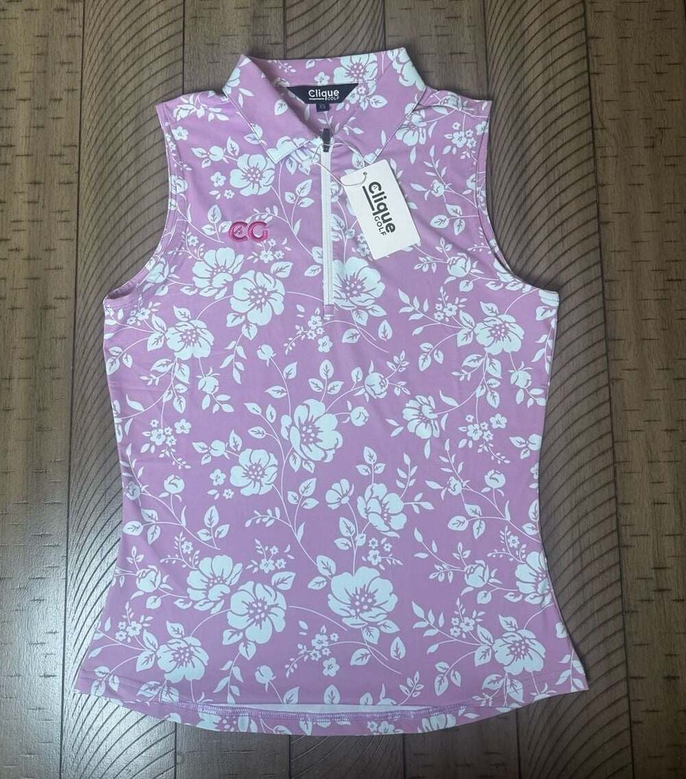 Clique Golf Women's Sleeveless Floral Performance Golf Polo